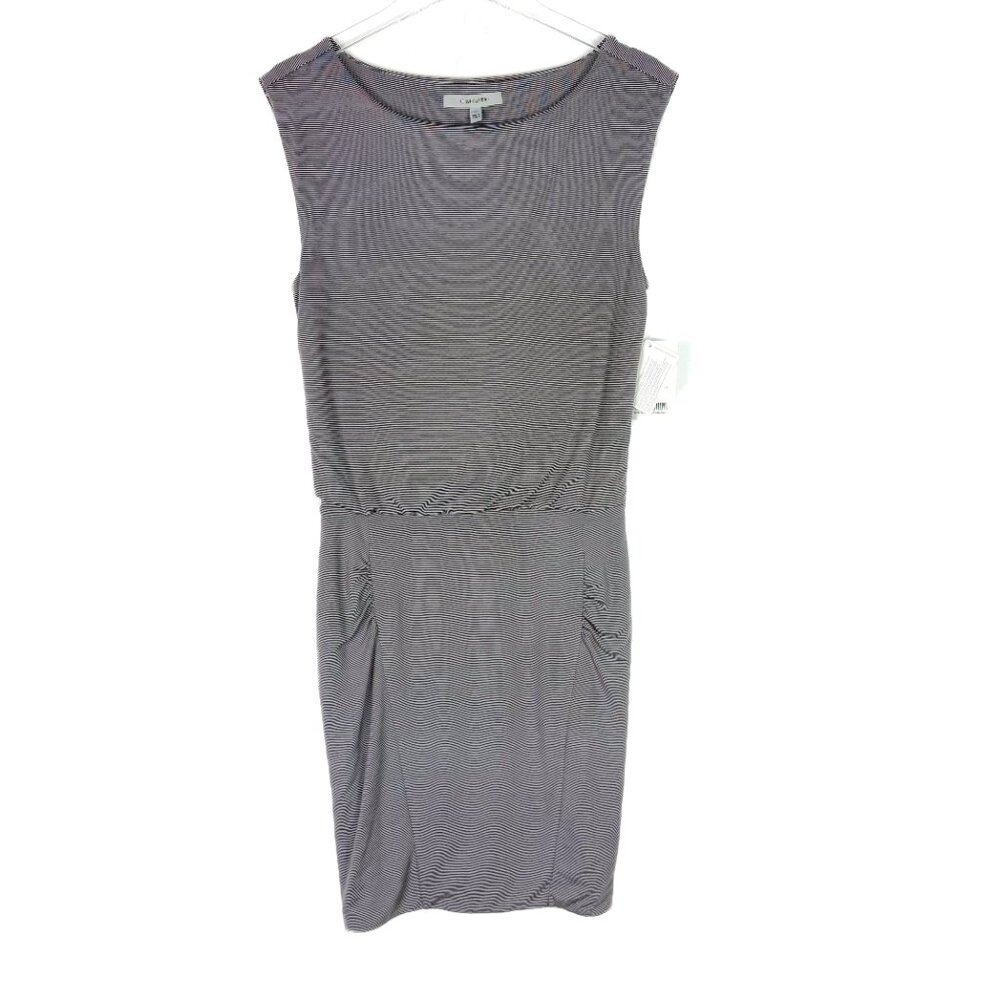 NWT Athleta Micro Stripe Westwood Ruched Dress Gray Grey Size XS NEW $98 - Picture 2 of 10